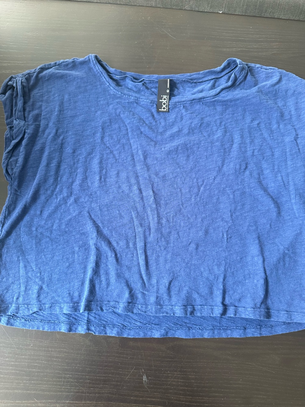 bobi Women’s Short Sleeve Crew Neck Tee in Denim Blue